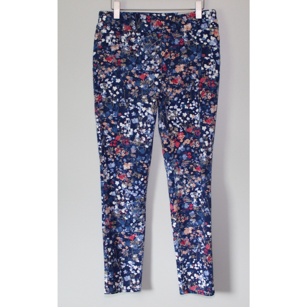 NWT Chico's Petal Print Pull On Jeggings Blue Floral Pants Size 1R 8 H13263 - Picture 1 of 16